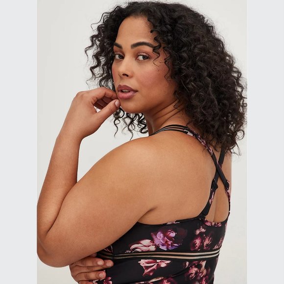 Torrid One Piece Triangle Swimsuit - Mesh Rose Print Size 3 - Picture 3 of 5